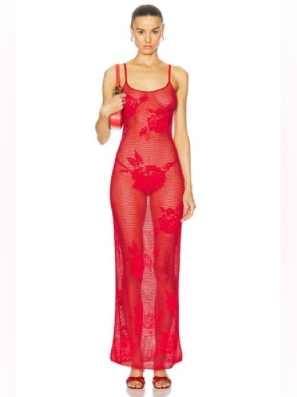 HEAVY MANNERS Say it With Flowers Knit Dress Red Size Small VGUC